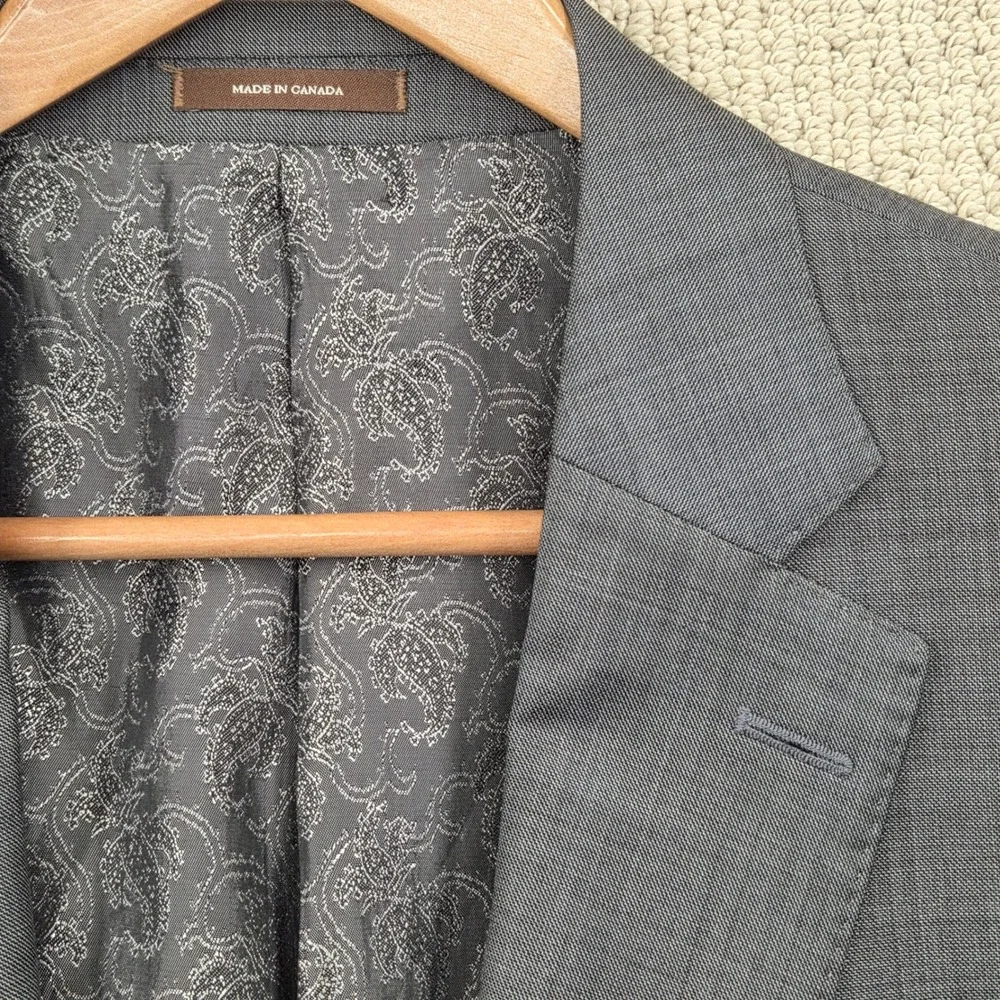 Peter Millar Mens 44R 100% Worsted Wool Gray Sharkskin Weave Blazer Sport Coat